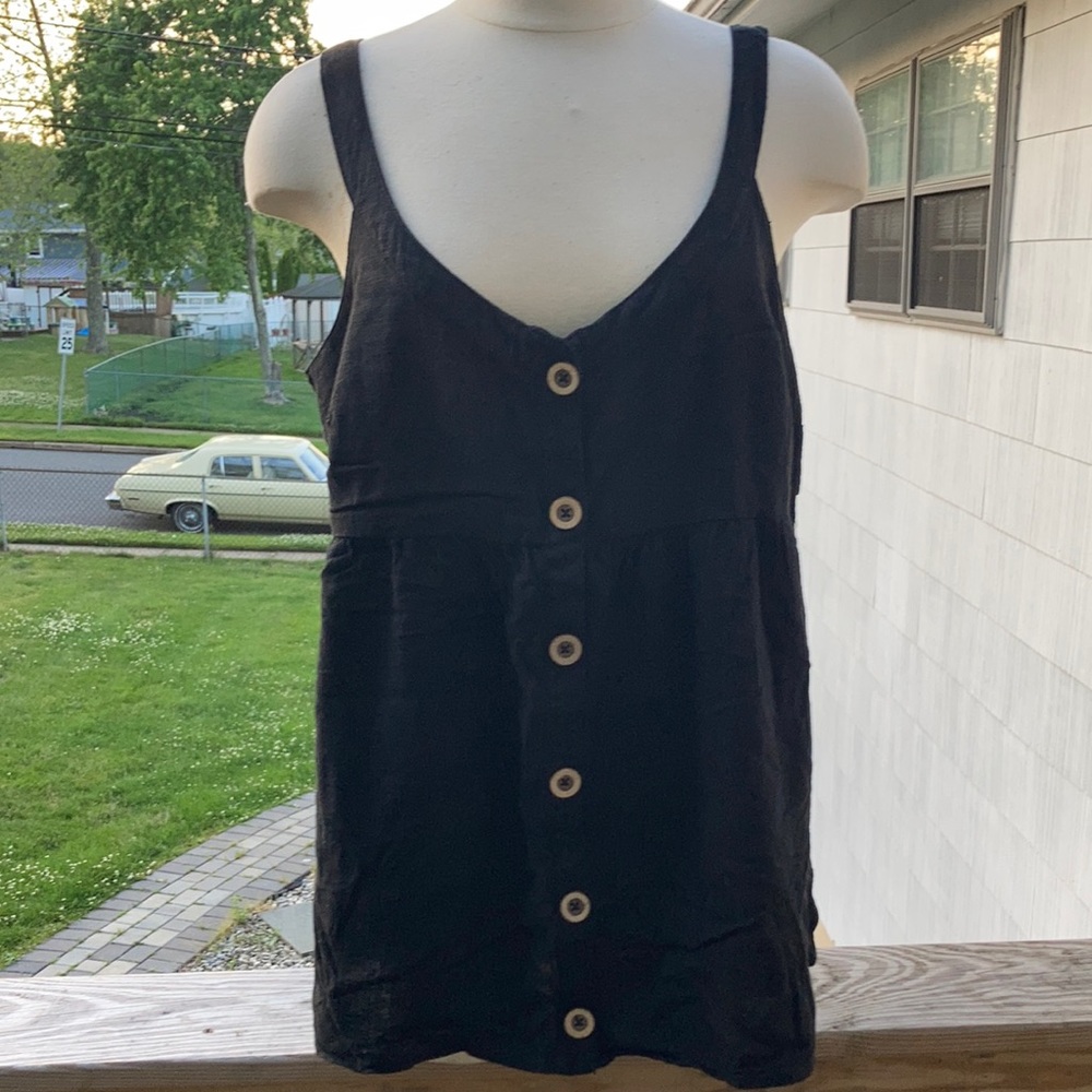 ⚜️Black Button Down Baby Doll Tank Top